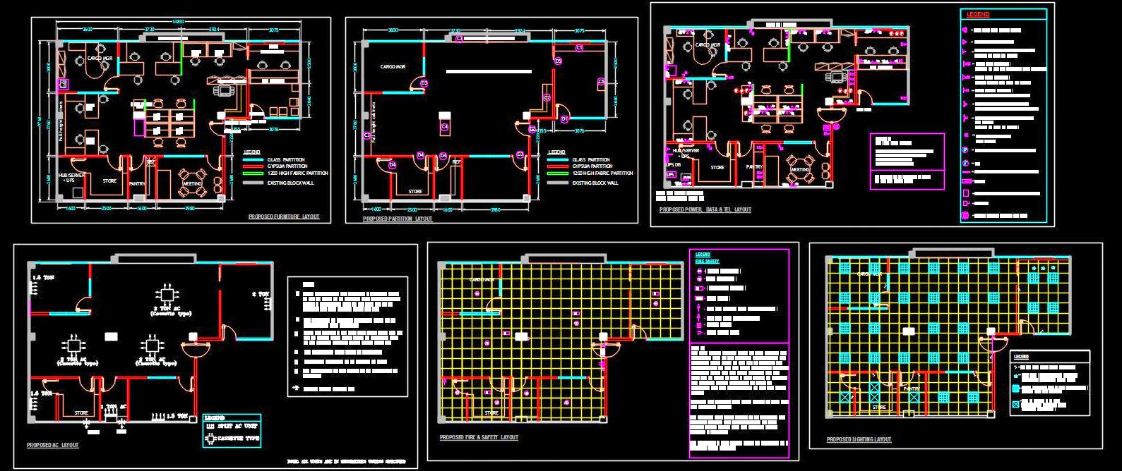 Office Interior Layout and Details Autocad File